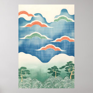 Impresión de arte de paisaje japonés tradicional U