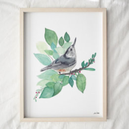 Impresión de arte de pájaro de nuthatch con pechug