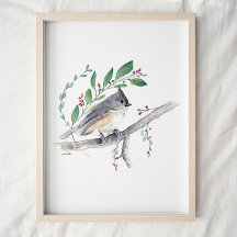 Impresión de arte de pájaro de Titmouse