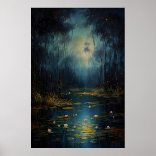 Impresión de arte de pantano a la luz de la luna D