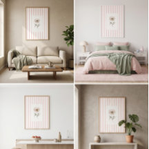 Impresión de arte de pared a rayas rosadas con ros