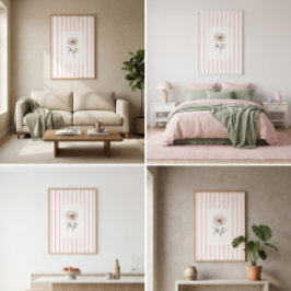 Impresión de arte de pared a rayas rosadas con ros
