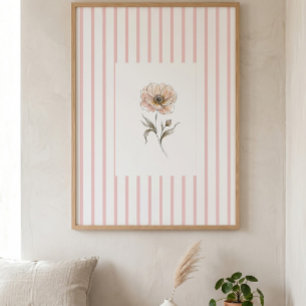 Impresión de arte de pared a rayas rosadas con ros