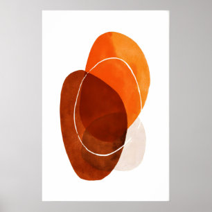 Impresión de Arte de Pared Abstracto Óvalos Naranj