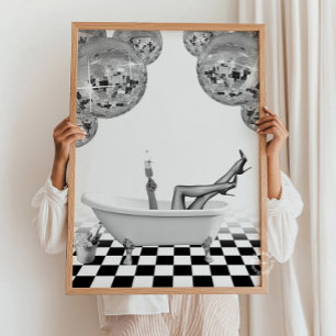 Impresión de arte de pared de baño de bañera de di