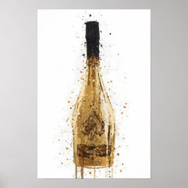 Impresión de arte de pared de botella de champán '