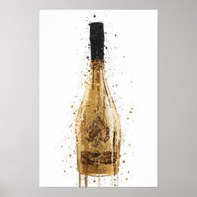 Impresión de arte de pared de botella de champán ' (Frente)