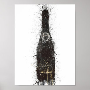 Impresión de arte de pared de botella de champán '