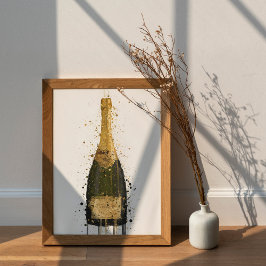 Impresión de arte de pared de botella de champán '