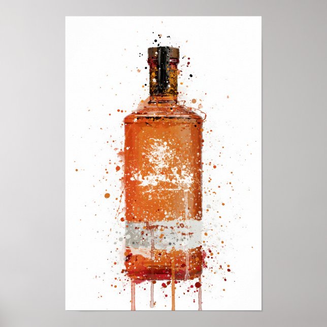 Impresión de arte de pared de botella de ginebra ' (Frente)