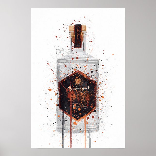 Impresión de arte de pared de botella de ginebra ' (Frente)