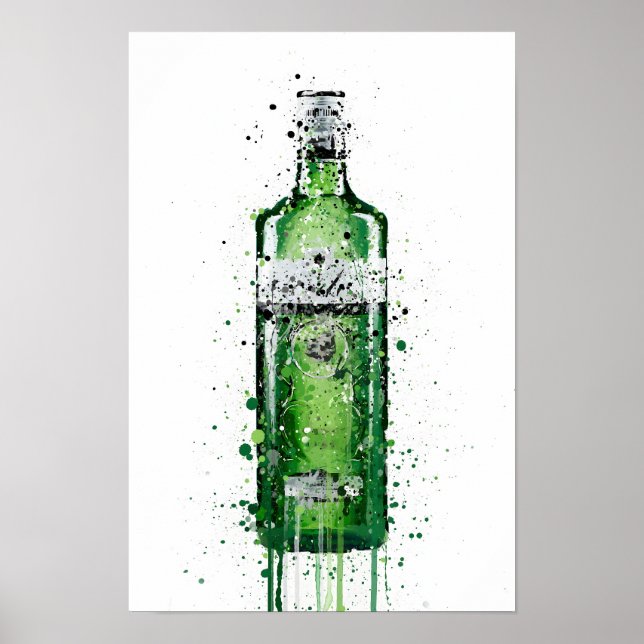 Impresión de arte de pared de botella de ginebra ' (Frente)