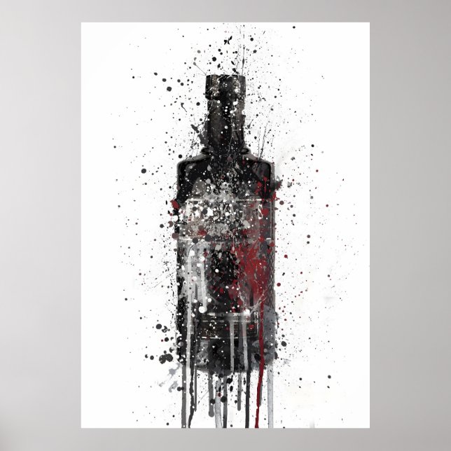 Impresión de arte de pared de botella de ginebra ' (Frente)