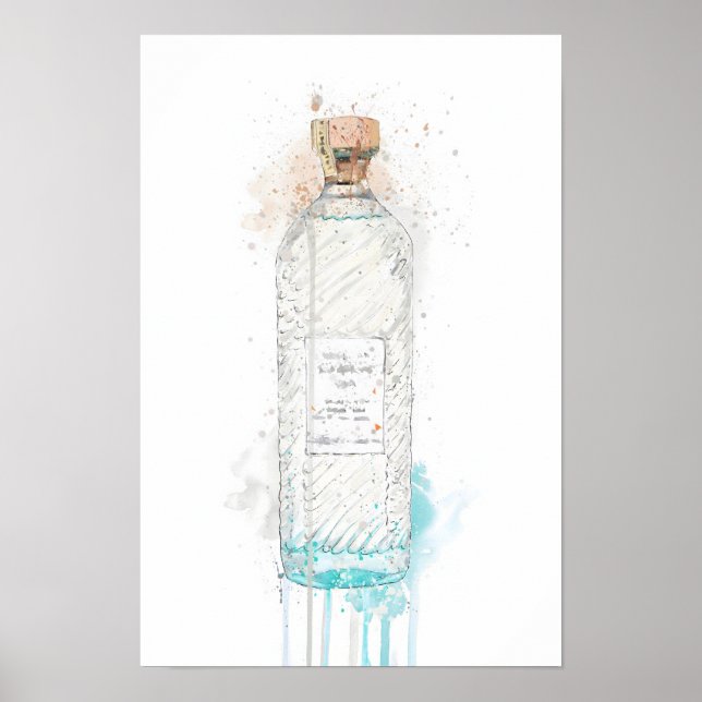 Impresión de arte de pared de botella de ginebra ' (Frente)