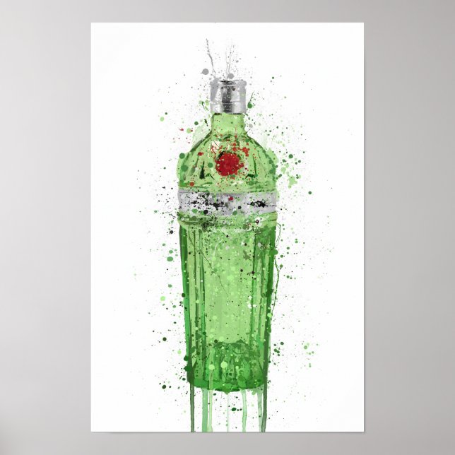 Impresión de arte de pared de botella de ginebra ' (Frente)