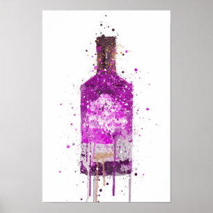 Impresión de arte de pared de botella de ginebra '