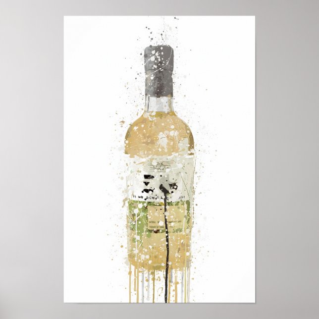 Impresión de arte de pared de botella de ginebra ' (Frente)