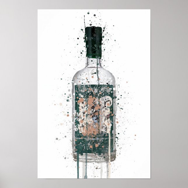 Impresión de arte de pared de botella de ginebra ' (Frente)