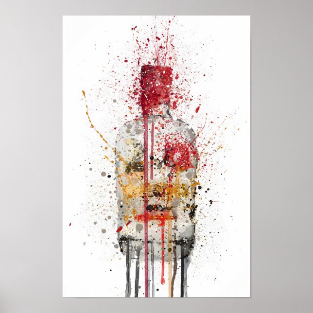 Impresión de arte de pared de botella de ginebra ' (Frente)