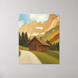 Impresión de arte de pared de cabaña rústica de mo