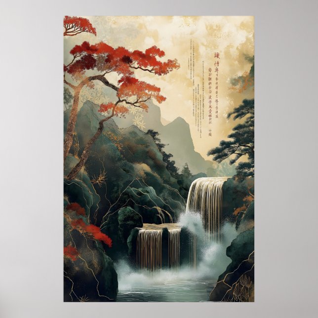 Impresión de arte de pared de cascada china – Trad (Frente)