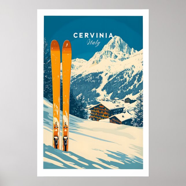 Impresión de arte de pared de esquí de Cervinia 1 (Frente)