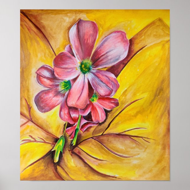 Impresión de Arte de Pared de Flor Rosa de Cerca (Frente)