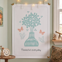 Impresión de arte de pared de flores mariposas jar