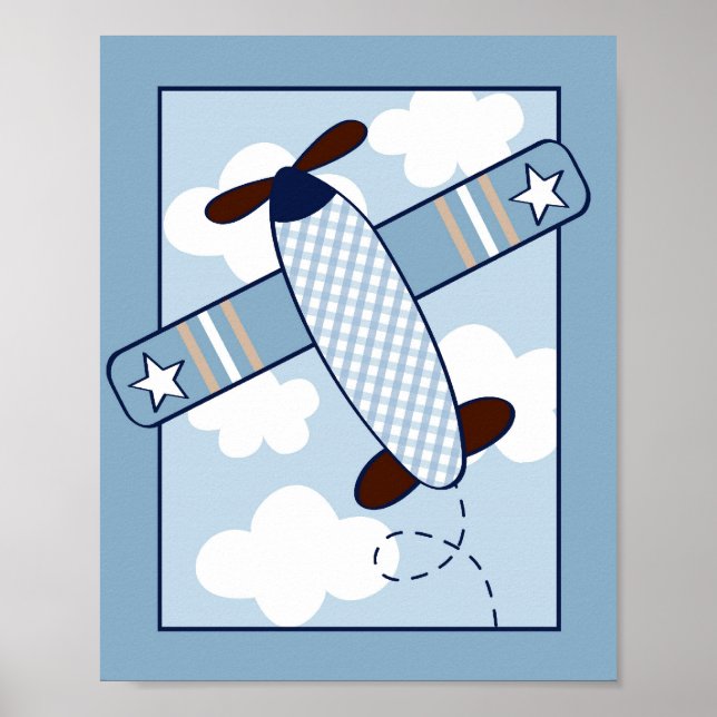 Impresión de Arte de Pared de Guardería de Avión A (Frente)