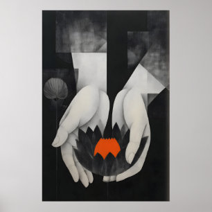 Impresión de Arte de Pared de Loto - Manos Abstrac