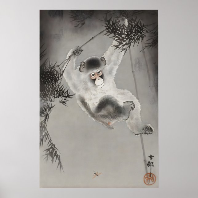 Impresión de Arte de Pared de Mono Japonés Animal  (Frente)