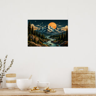 Impresión de arte de pared de paisaje montañoso vi