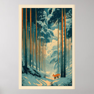 Impresión de arte de pared de zorro Bosque de bamb