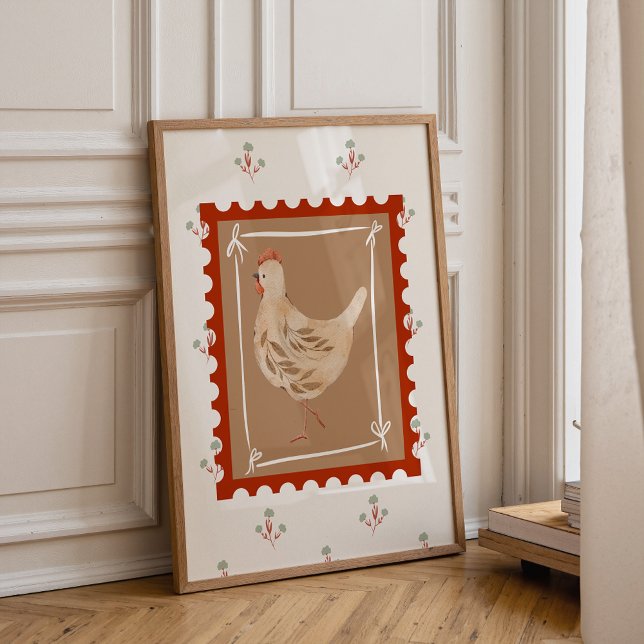 Impresión de Arte de Pared para Guardería de Granj (Farmhouse chicken nursery wall art with neutral tones for cozy baby room decor)