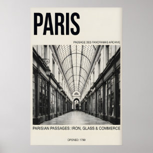 Impresión de arte de pasaje parisino negro y blanc