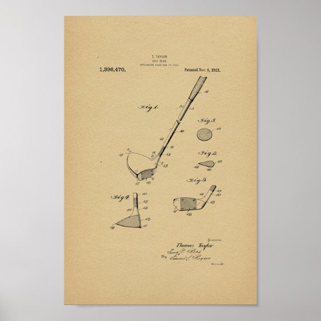 Impresión de arte de patente de club de golf Vinta (Frente)