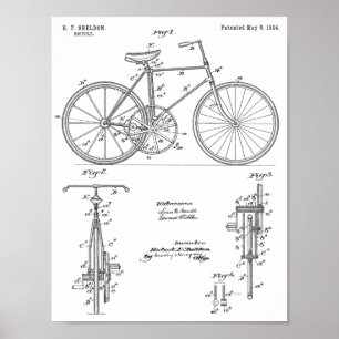 Impresión de arte de patente de diseño de biciclet
