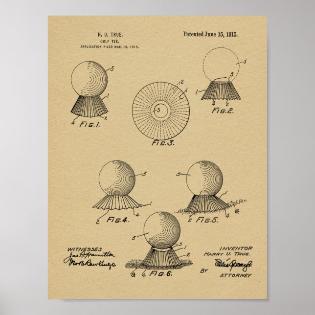 Impresión de arte de patente de diseño de bolas de (Frente)