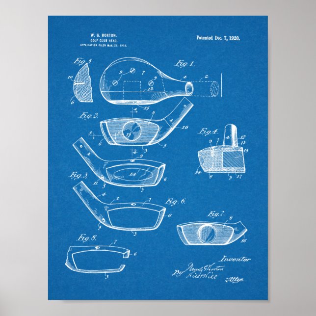 Impresión de arte de patente de diseño de jefe de  (Frente)