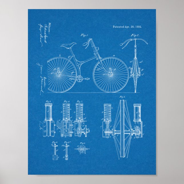 Impresión de arte de patente de diseño de suspensi (Frente)