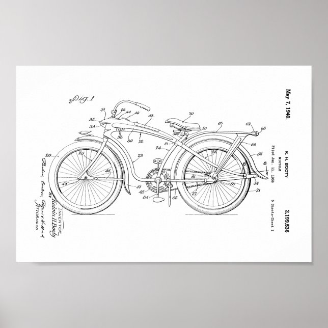Impresión de arte de patentes de bicicletas de épo (Frente)