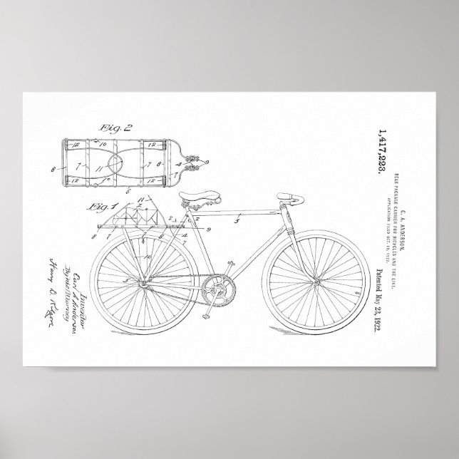 Impresión de arte de patentes de bicicletas de épo (Frente)