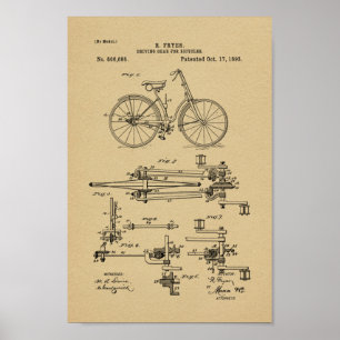 Impresión de arte de patentes de bicicletas de épo