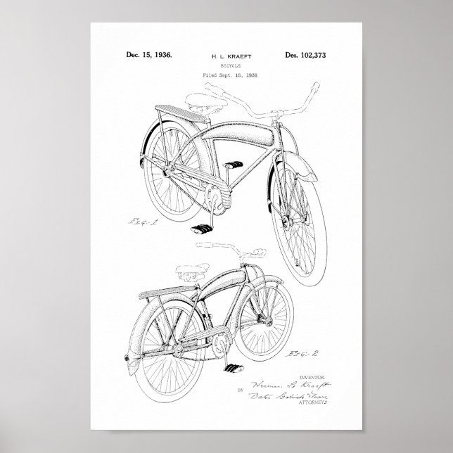 Impresión de arte de patentes de bicicletas de épo (Frente)