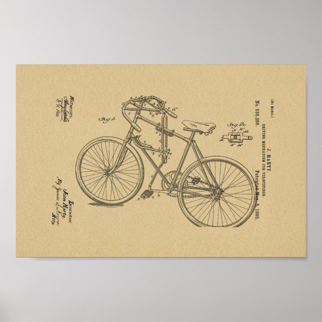 Impresión de arte de patentes de bicicletas de épo (Frente)