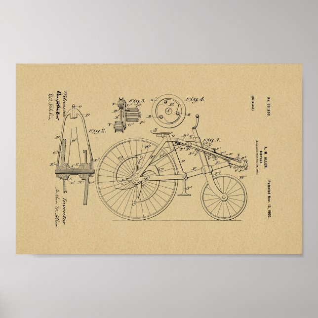 Impresión de arte de patentes de bicicletas de épo (Frente)