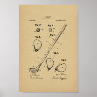 Impresión de arte de patentes de club de golf de 1