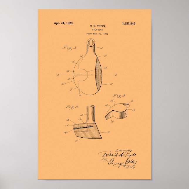 Impresión de arte de patentes de club de golf de 1 (Frente)