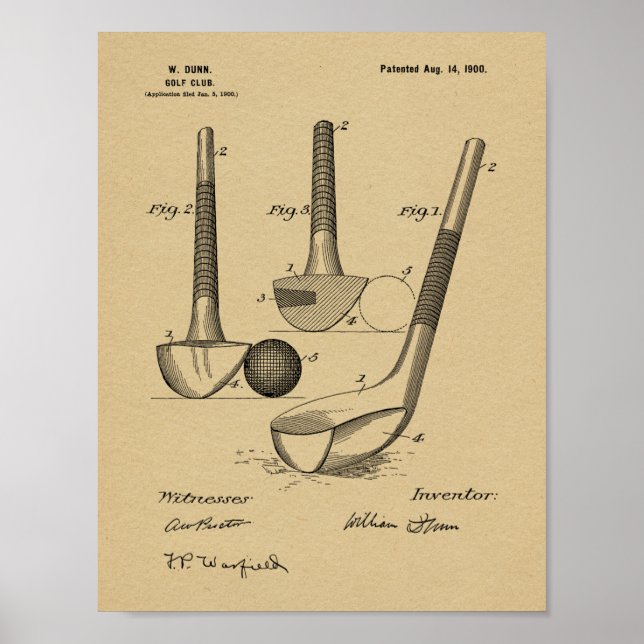 Impresión de arte de patentes de diseño de club de (Frente)