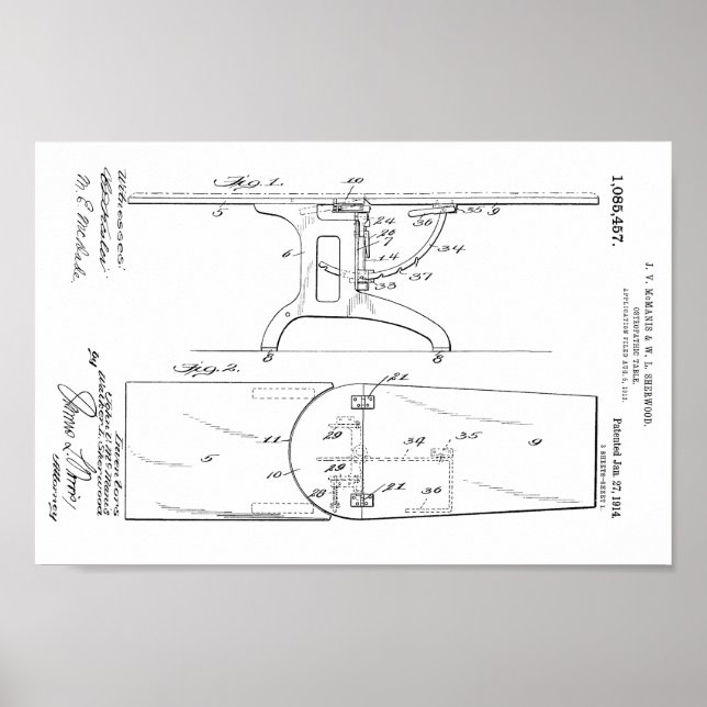 Impresión de arte de patentes de patentes de tabla (Frente)